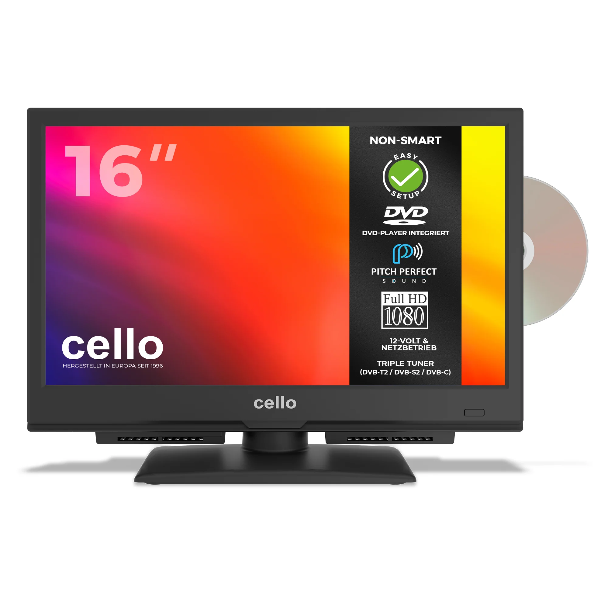 16” Full HD LED TV with built-in DVD Player & Perfect Pitch Sound (DE)