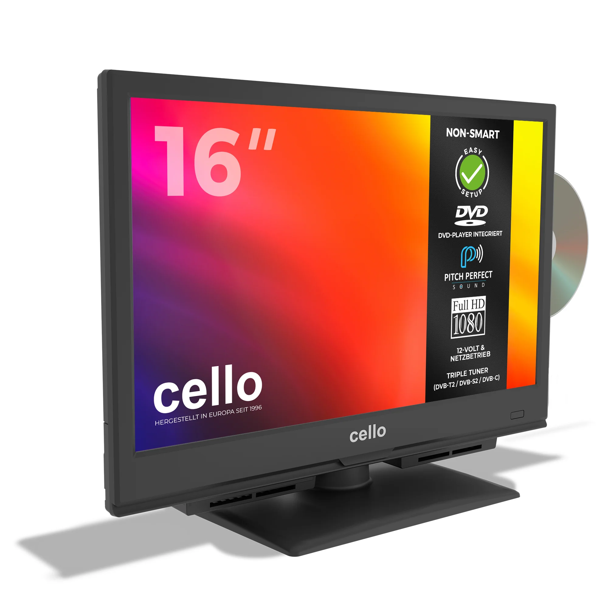 16” Full HD LED TV with built-in DVD Player & Perfect Pitch Sound (DE) - Image 2