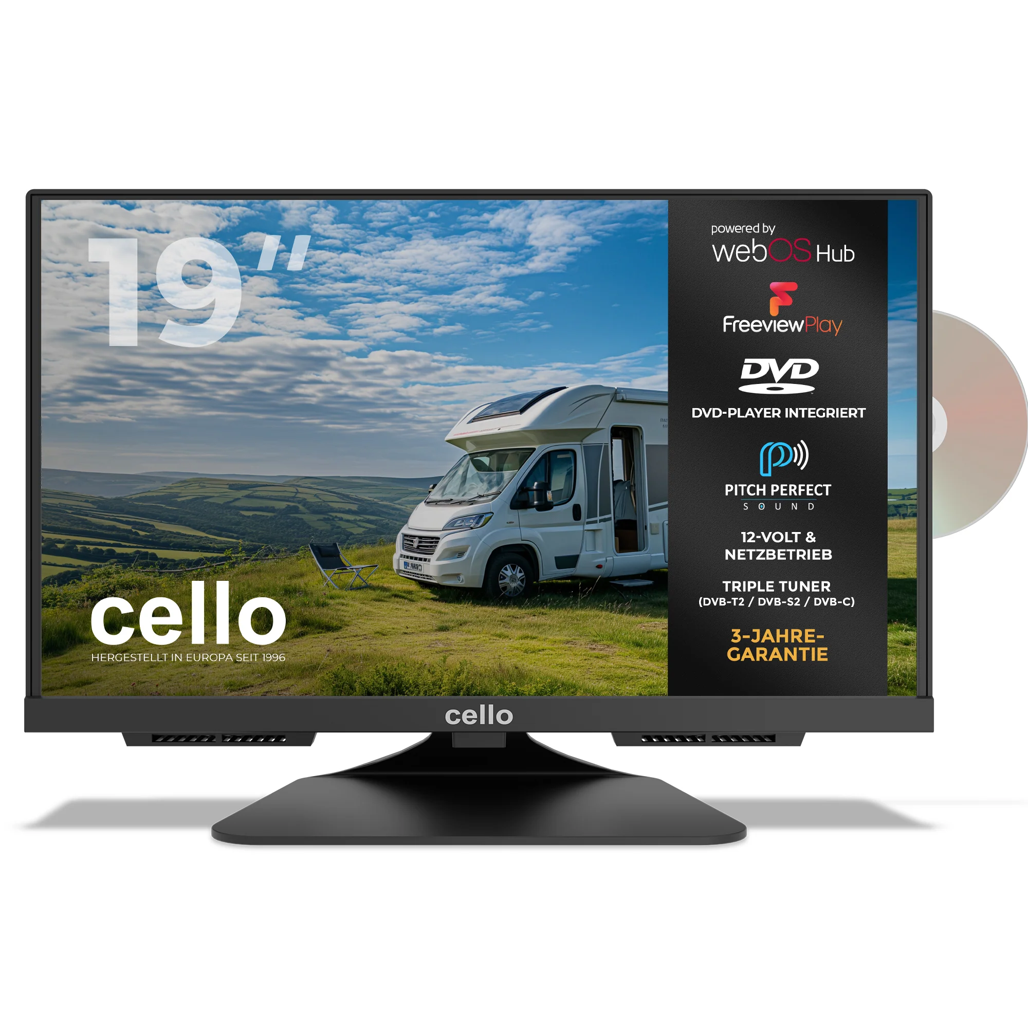 19ā³ Smart WebOS 12-Volt TV with DVD & Perfect Pitch Sound (DE)