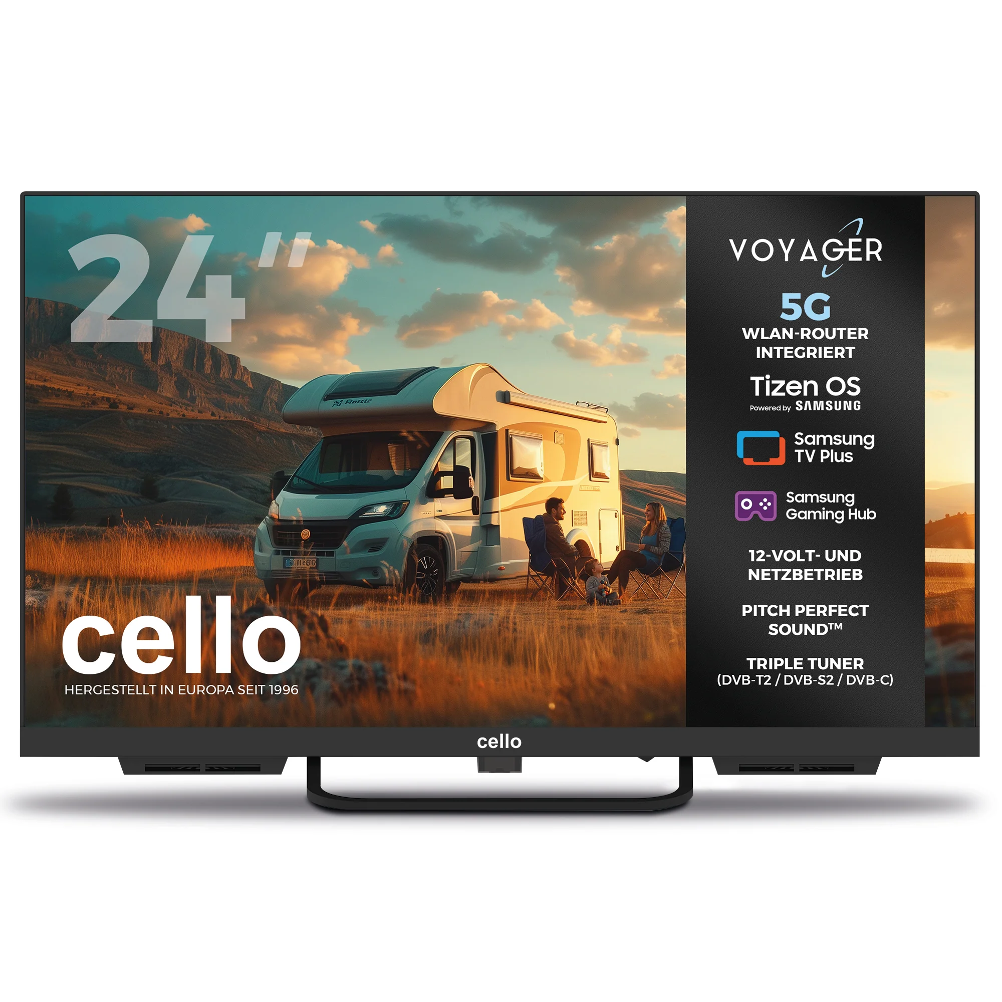 24 inch VOYAGER Smart Samsung Plus TV with built-in 5G Wi-Fi ROUTER (DE)