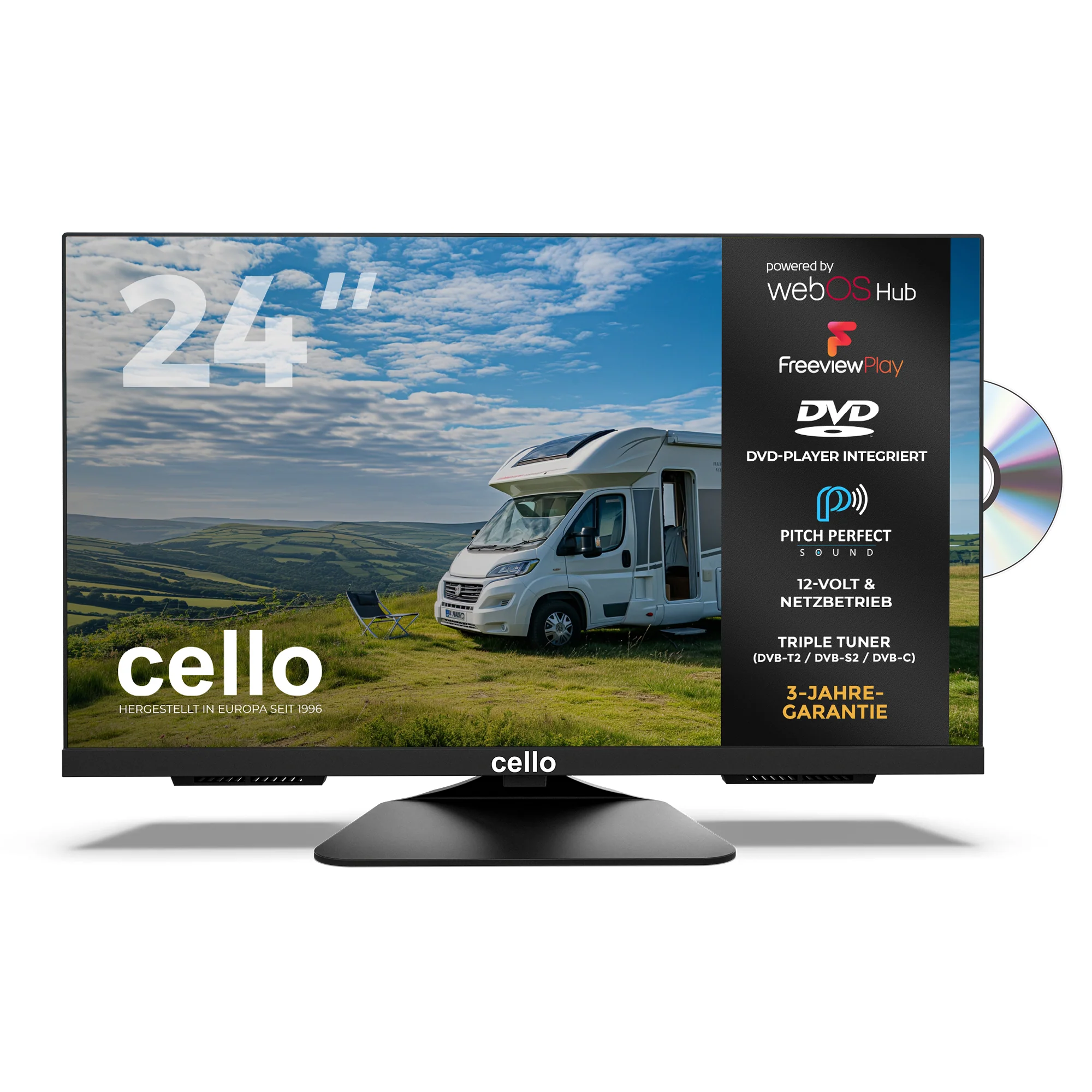 24ā³ Smart WebOS TV & DVD 12-Volt Traveller TV with Freeview Play (DE)