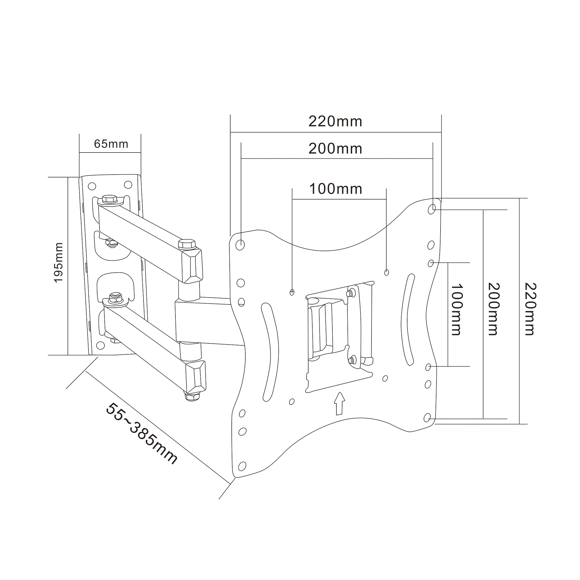 Adjustable Full Motion TV Wall Mount with Tilt & Swivel, 10–43” (DE) - Image 5