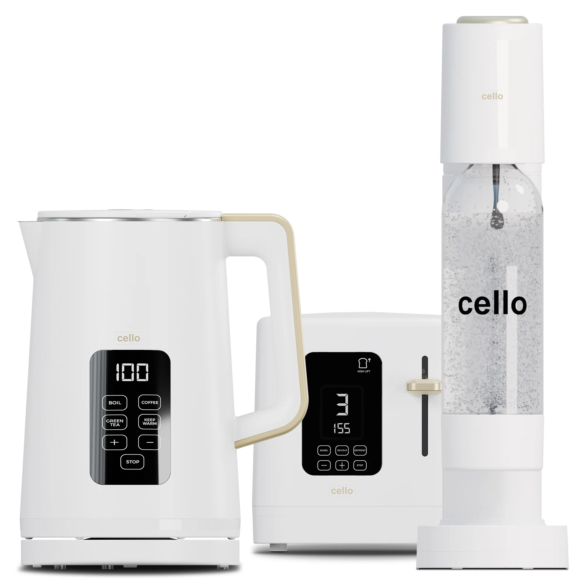Refresh Bundle - Digital Kettle + 2 Slice Toaster + Soda Maker